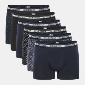 6 par sorte og blå underbukser med mønster i bambus fra JBS, L