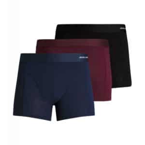 Jack & Jones 3pak bambus underbukser i sort, navy og bordeaux til herre